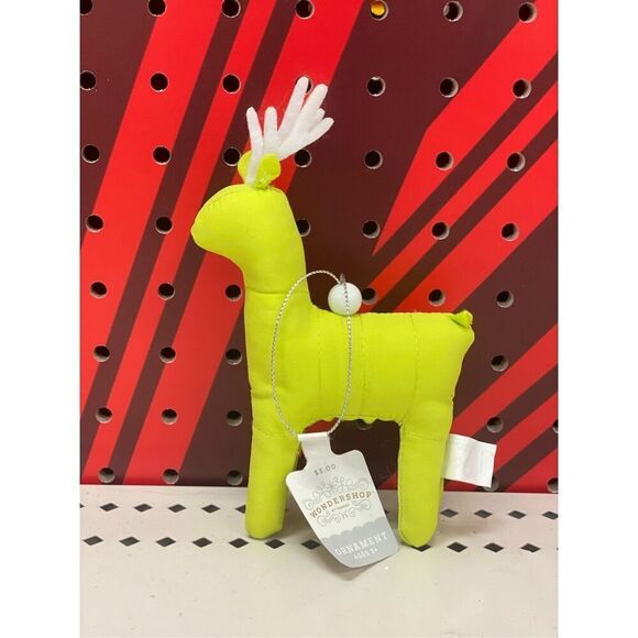 Target Fabric Puffer Deer Christmas Tree Ornament Yellow Wondershop™ - Picture 1 of 3